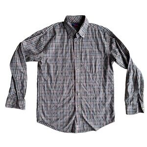 Puritan Mens S (34-36) Orange Plaid‎ Long Sleeve Button Down Shirt W/ Pocket